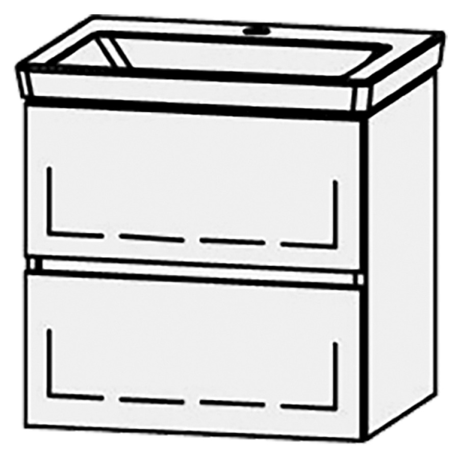 Élément inférieur  Vanity Subway 3.0 Line
52 x 50 x 42.8 cm
élément de tiroir, 2&nbsp;tiroirs
avec Blumotion
1 cache-siphon
pour lavabo