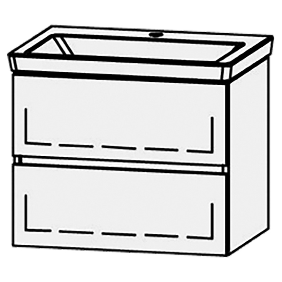 Élément inférieur  Vanity Subway 3.0 Line
62 x 50 x 45.8 cm
élément de tiroir, 2&nbsp;tiroirs
avec Blumotion
1 cache-siphon
pour lavabo