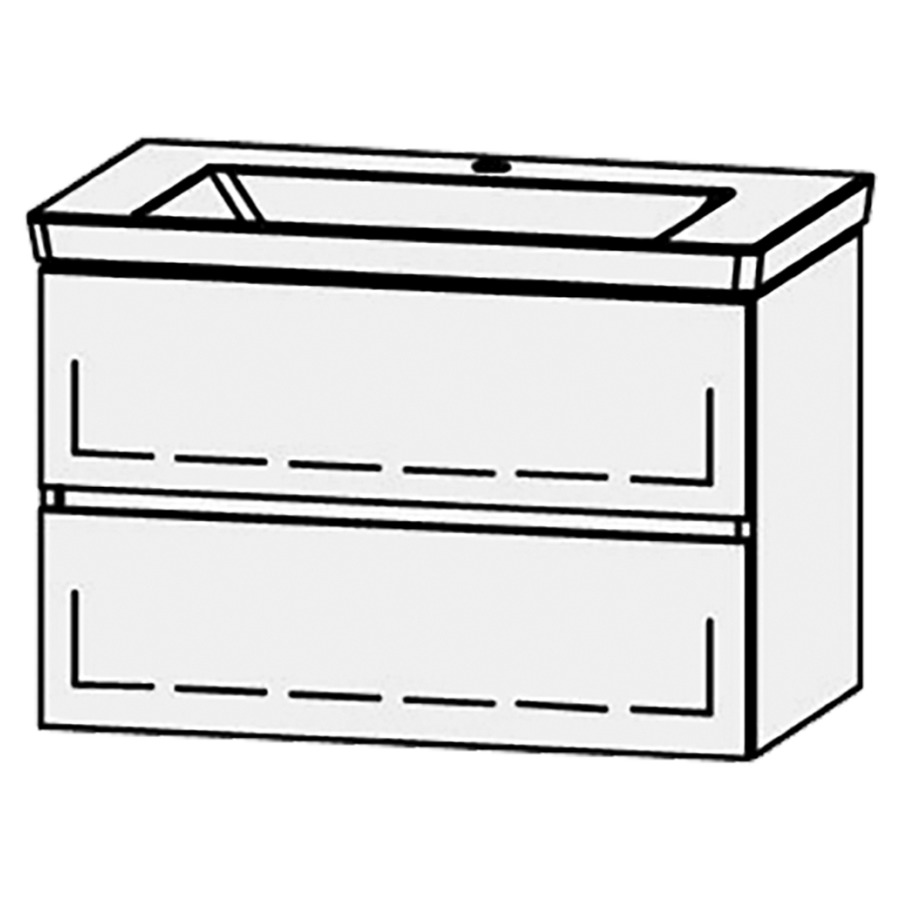 Élément inférieur  Vanity Subway 3.0 Line
77 x 50 x 45.8 cm
élément de tiroir, 2&nbsp;tiroirs
avec Blumotion
1 cache-siphon
pour lavabo