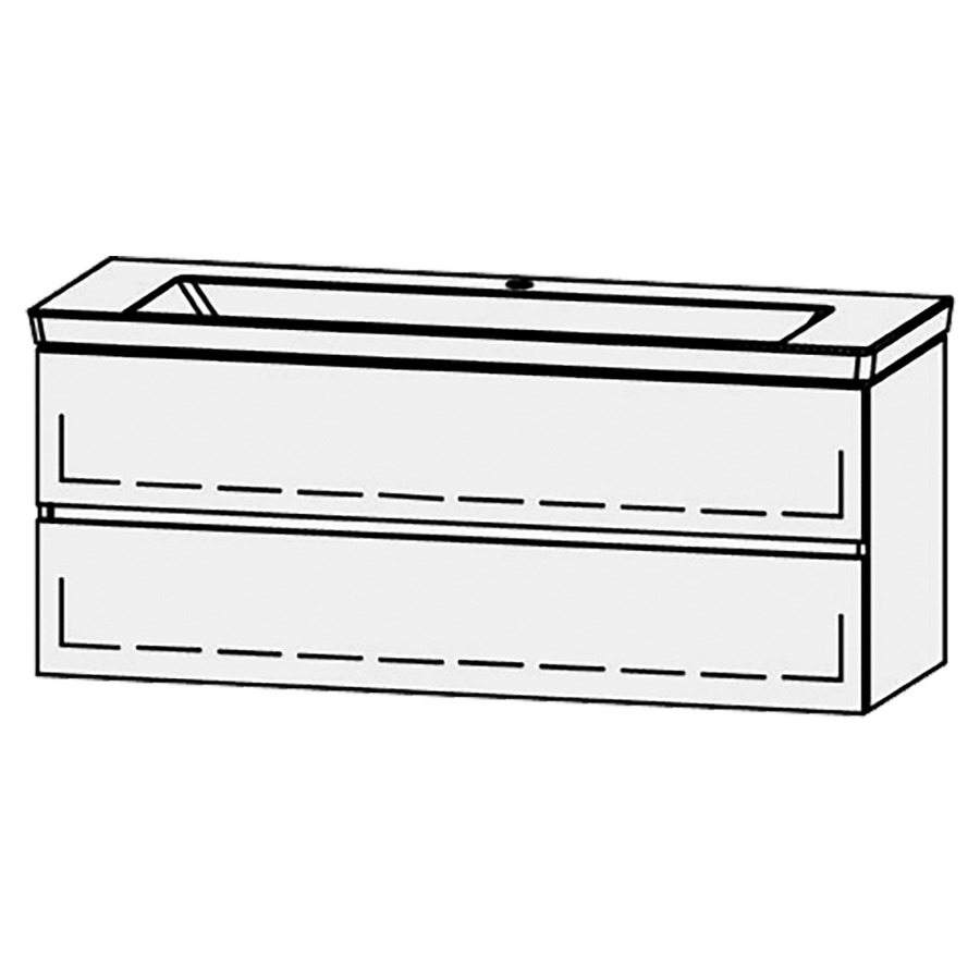 Élément inférieur  Vanity Subway 3.0 Line
127 x 50 x 45.8 cm
élément de tiroir, 2&nbsp;tiroirs
avec Blumotion
1 cache-siphon
pour lavabo