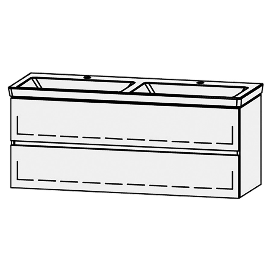 Élément inférieur  Vanity Subway 3.0 Line
127 x 50 x 45.8 cm
élément de tiroir, 2&nbsp;tiroirs
avec Blumotion
2 caches-siphon
pour lavabo double