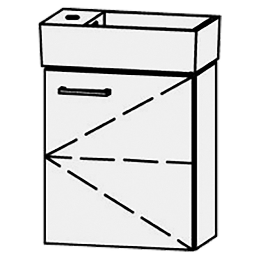 Élément inférieur
Vanity Extra 45
43 x 50 x 24 cm
élément avec 1 porte
charnières à droite
porte avec Blumotion
1 rayon réglable
lavabo à droite