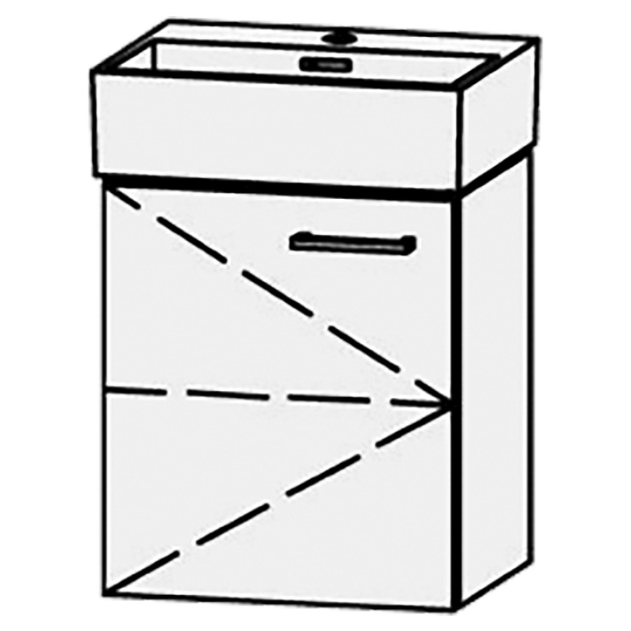 Élément inférieur
Vanity Extra 45
43 x 50 x 34 cm
élément avec 1 porte
charnières à gauche
porte avec Blumotion
1 rayon réglable