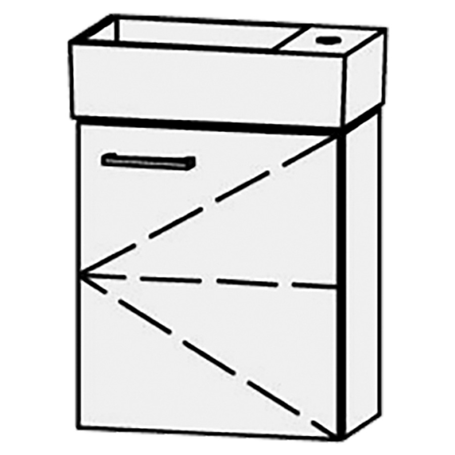 Élément inférieur
Vanity Extra 45
43 x 50 x 24 cm
élément avec 1 porte
charnières à droite
porte avec Blumotion
1 rayon réglable
lavabo à gauche