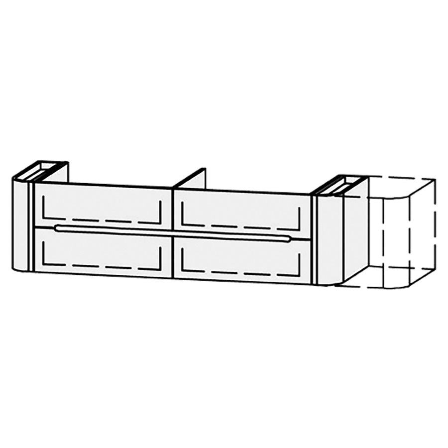 Élément inférieur
Vanity Namiura
150-180 x 40,8 x 52,5 cm
2 éléments avec 2 tiroirs
1 cache-siphon
extrait complet avec Blumotion
tiroirs latérals avec
push-open
2 rayons fixe chacun
tiroirs Legrabox noir
zone de préhension fraisée