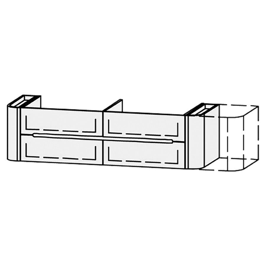 Élément inférieur
Vanity Namiura
150-180 x 40,8 x 52,5 cm
2 éléments avec 2 tiroirs
2 caches-siphon
extrait complet avec Blumotion
tiroirs latérals avec
push-open
2 rayons fixe chacun
tiroirs Legrabox noir
zone de préhension fraisée
