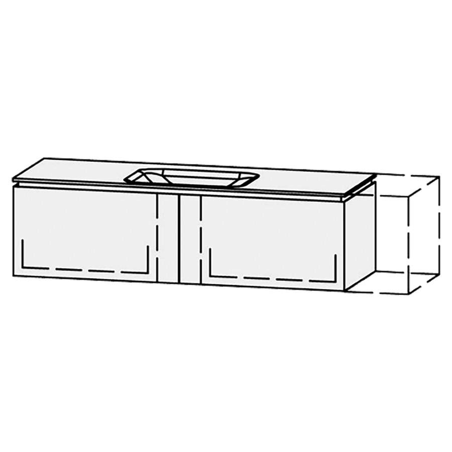 Möbelkombination Vanity Aquino 2
151-180 x 43.7 x 53 cm
mit Waschtisch, Corian Glacier White 1.2 cm
1 Becken 55 cm, ohne Überlauf
Schubladenelement, je 1 Schublade
mit Blumotion, Legrabox schwarz
ohne Sifonverkleidung
inkl. Konsolen