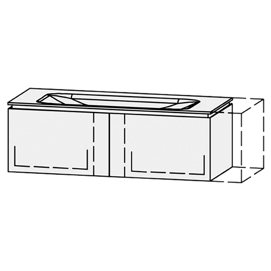 Möbelkombination Vanity Aquino 2
130-150 x 43.7 x 53 cm
mit Waschtisch, Corian Glacier White 1.2 cm
1 Becken 110 cm, ohne Überlauf
2 Schubladenelemente, je 1 Schublade
mit Blumotion, Legrabox schwarz
Blindabdeckung für Sifon
inkl. Konsolen