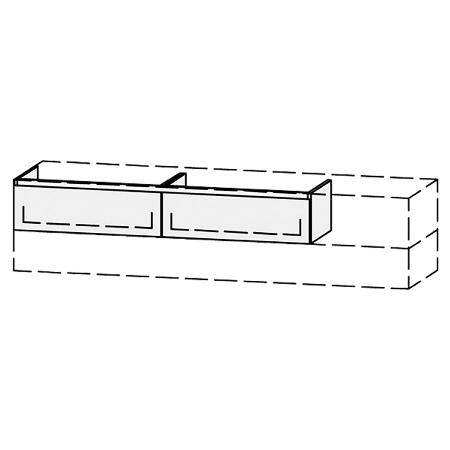 Élément inférieur  Vanity Bocco Mea 2 Style
151-200 x 25-45 x 40-55 cm
2&nbsp;éléments de tiroir, 1&nbsp;tiroir chacune
avec Blumotion
sans cache-siphon