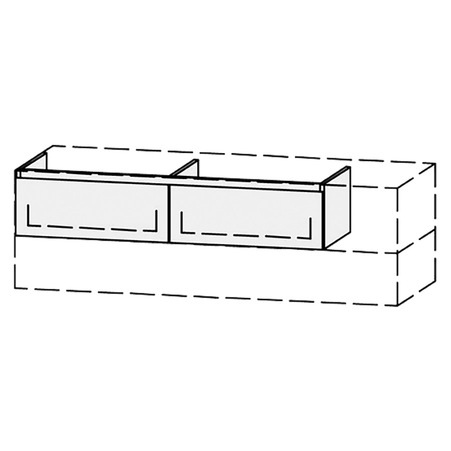 Élément inférieur  Vanity Bocco Mea 2 Style
120-150 x 25-45 x 40-55 cm
2&nbsp;éléments de tiroir, 1&nbsp;tiroir chacune
avec Blumotion
pour 2&nbsp;lavabos
2 caches-siphon
