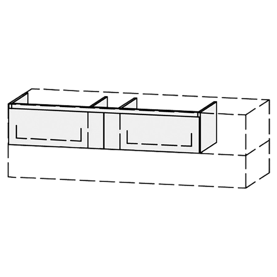 Élément inférieur  Vanity Bocco Mea 2 Style
120-150 x 25-45 x 40-55 cm
2&nbsp;éléments de tiroir, 1&nbsp;tiroir chacune
avec Blumotion
pour 1&nbsp;lavabo
niche pour le siphon