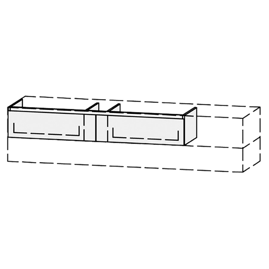 Élément inférieur  Vanity Bocco Mea 2 Style
151-200 x 25-45 x 40-55 cm
2&nbsp;éléments de tiroir, 1&nbsp;tiroir chacune
avec Blumotion
pour 1&nbsp;lavabo
niche pour le siphon
