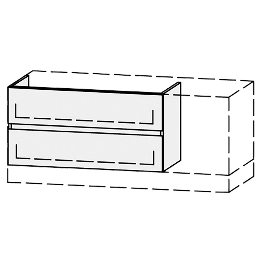 Élément inférieur  Vanity Bocco Mea 2 Line
91-130 x 45-55 x 40-55 cm
élément de tiroir, 2&nbsp;tiroirs
avec Blumotion
pour 1&nbsp;lavabo
1 cache-siphon