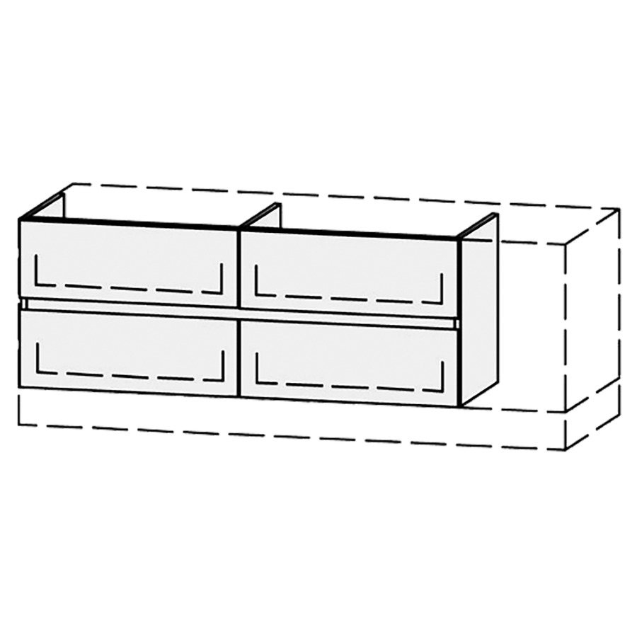Élément inférieur  Vanity Bocco Mea 2 Line
120-150 x 45-55 x 40-55 cm
2&nbsp;éléments de tiroir, 2&nbsp;tiroirs chacune
avec Blumotion
sans cache-siphon