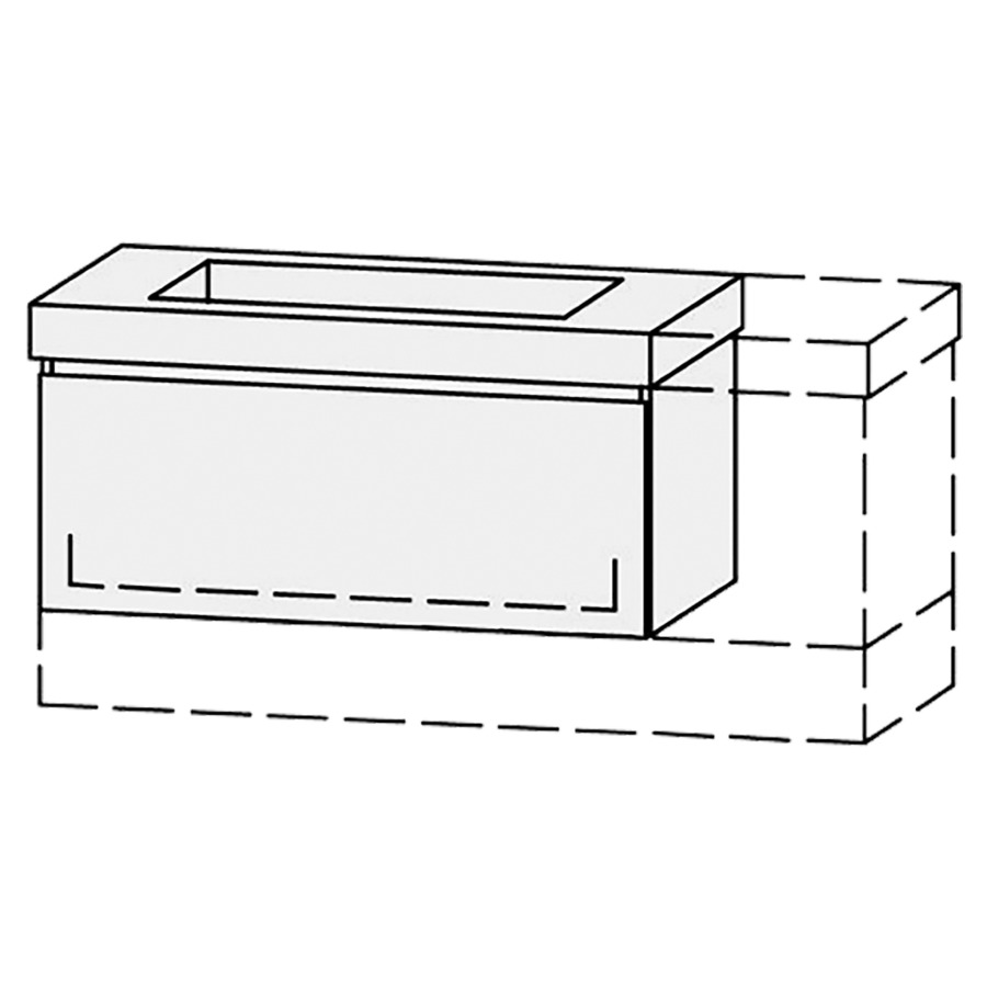 Élément inférieur  Vanity Keramik Mea 2 Style 
96-131 x 50 cm
élément de tiroir, 1&nbsp;tiroir
avec Blumotion, pour 1&nbsp;lavabo
sans cache-siphon