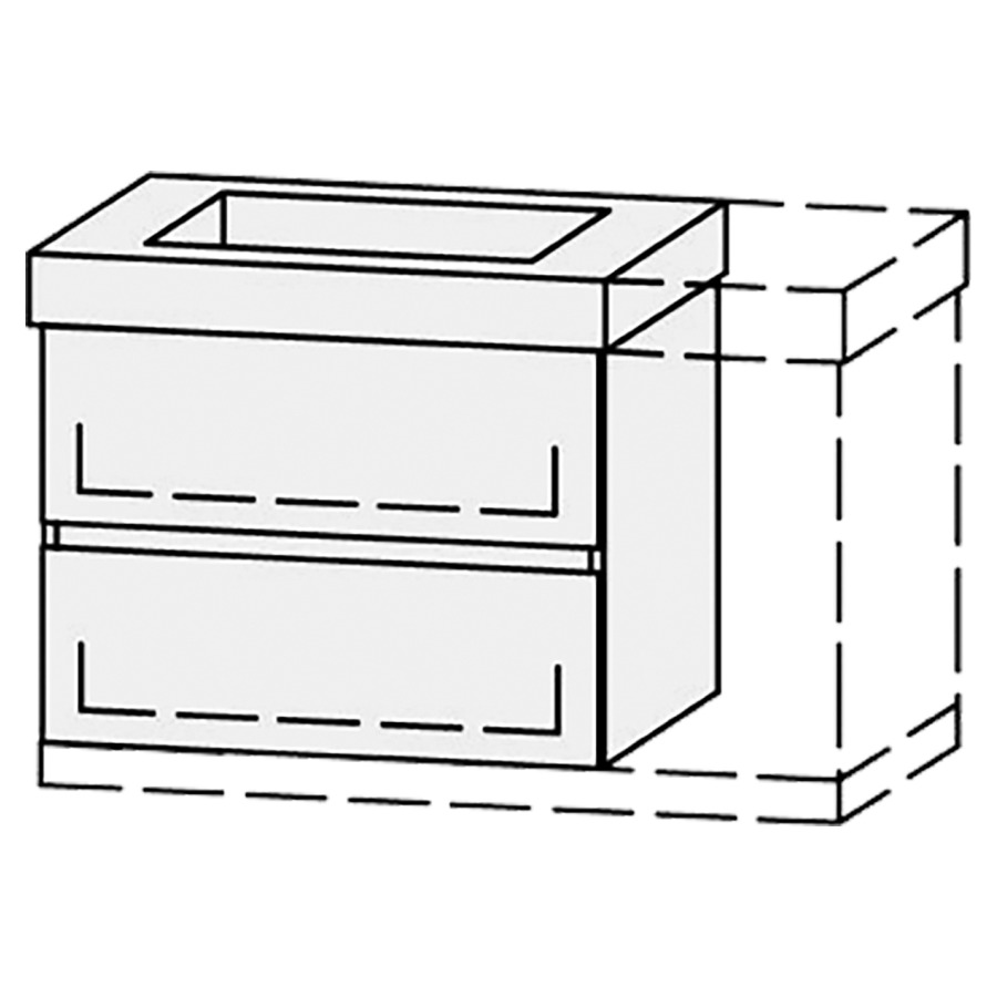 Élément inférieur  Vanity Keramik Mea 2 Line 
76-95 x 55 cm
élément de tiroir, 2&nbsp;tiroirs
avec Blumotion, pour 1&nbsp;lavabo
1 cache-siphon