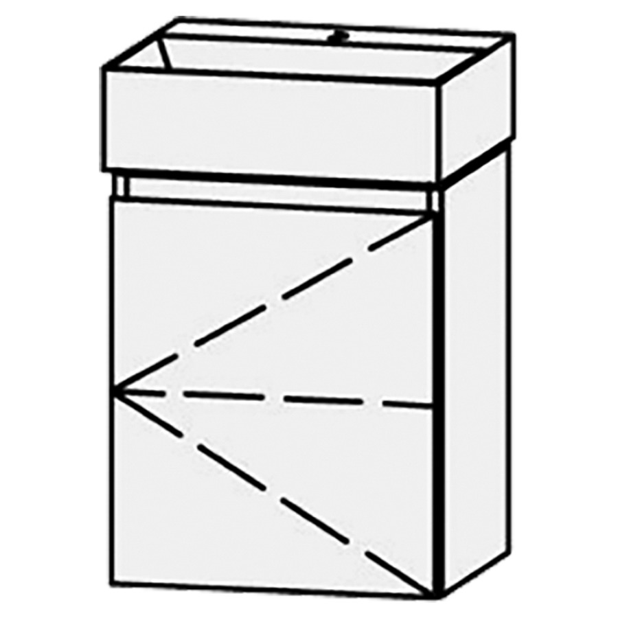 Combinaison de meuble Vanity Seto Mea 2 Style 
41 x 50 x 33.5 cm
avec lavabo Céramique Seto 42 cm
1 trou pour robinetterie, sans trop-plein
armoire de tablette, 1&nbsp;porte, charnière à droite
1&nbsp;tablette
avec Blumotion
sans siphon gain de place