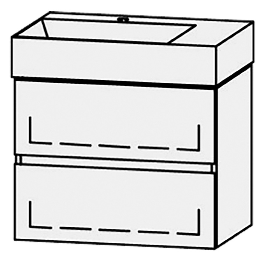 Combinaison de meuble Vanity Seto Mea 2 Line
64 x 50 x 44.5 cm
avec lavabo Céramique Seto 65 cm
lavabo à gauche, 1 trou pour robinetterie
 sans trop-plein
élément de tiroir, 2&nbsp;tiroirs
avec Blumotion
sans cache-siphon