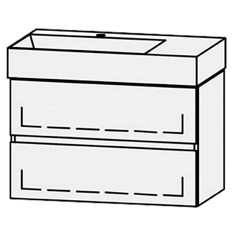 Combinaison de meuble Vanity Seto Mea 2 Line
80 x 50 x 45.5 cm
avec lavabo Céramique Seto 81 cm
lavabo à gauche, 1 trou pour robinetterie
 sans trop-plein
élément de tiroir, 2&nbsp;tiroirs
avec Blumotion
sans cache-siphon
