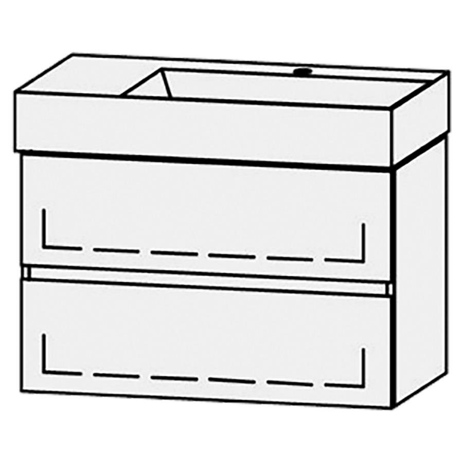 Combinaison de meuble Vanity Seto Mea 2 Line
80 x 50 x 45.5 cm
avec lavabo Céramique Seto 81 cm
lavabo à droite, 1 trou pour robinetterie
 sans trop-plein
élément de tiroir, 2&nbsp;tiroirs
avec Blumotion
sans cache-siphon