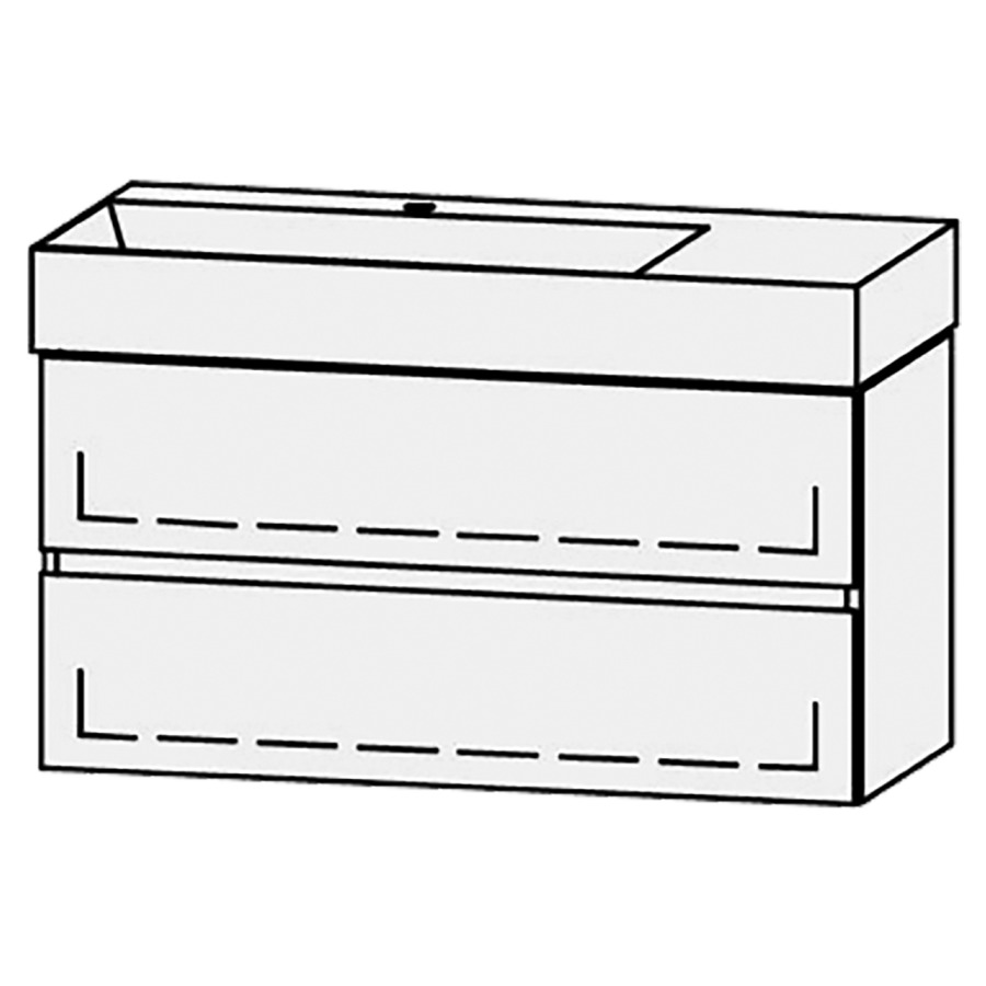 Combinaison de meuble Vanity Seto Mea 2 Line
101 x 50 x 45.5 cm
avec lavabo Céramique Seto 102 cm
lavabo à gauche, 1 trou pour robinetterie
 sans trop-plein
élément de tiroir, 2&nbsp;tiroirs
avec Blumotion
sans cache-siphon