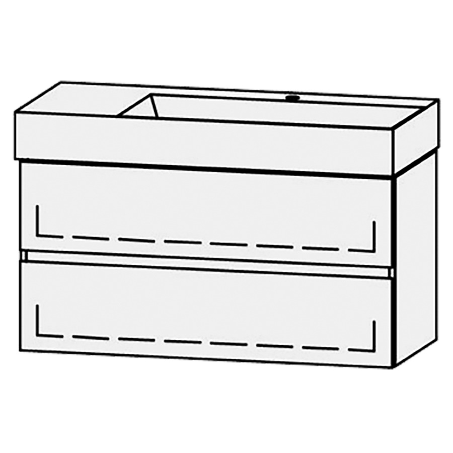 Combinaison de meuble Vanity Seto Mea 2 Line
101 x 50 x 45.5 cm
avec lavabo Céramique Seto 102 cm
lavabo à droite, 1 trou pour robinetterie
 sans trop-plein
élément de tiroir, 2&nbsp;tiroirs
avec Blumotion
sans cache-siphon