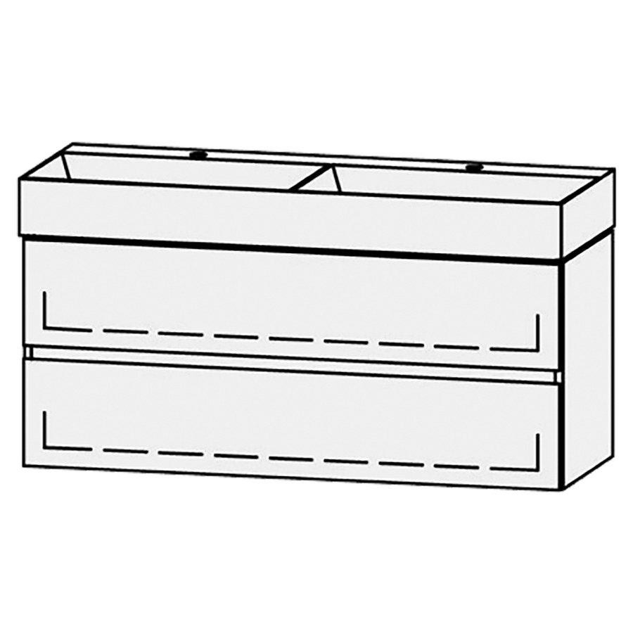 Combinaison de meuble Vanity Seto Mea 2 Line
121 x 50 x 44.5 cm
avec lavabo double Céramique Seto 122 cm
2 trous pour robinetteries, sans trop-plein
élément de tiroir, 2&nbsp;tiroirs
avec Blumotion
sans cache-siphon