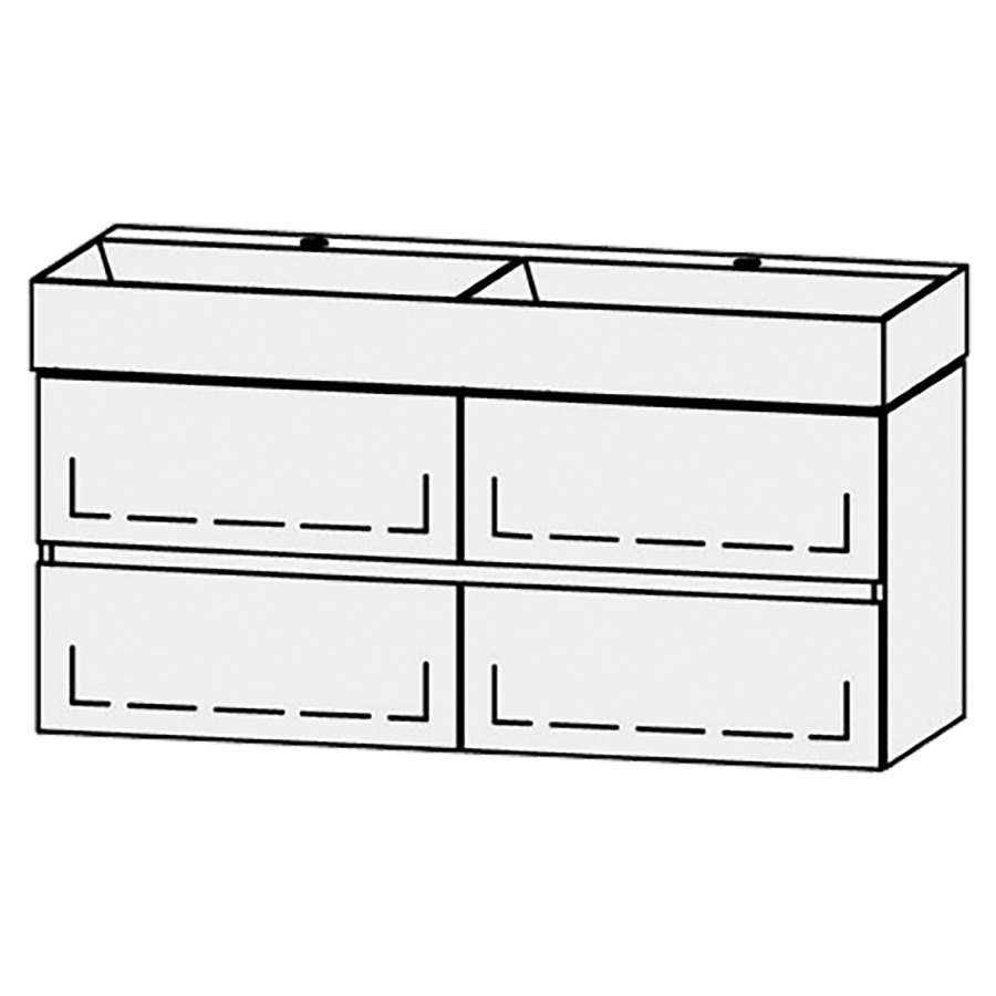Combinaison de meuble Vanity Seto Mea 2 Line
121 x 50 x 44.5 cm
avec lavabo double Céramique Seto 122 cm
2 trous pour robinetteries, sans trop-plein
2&nbsp;éléments de tiroir, 2&nbsp;tiroirs chacune
avec Blumotion
sans cache-siphon