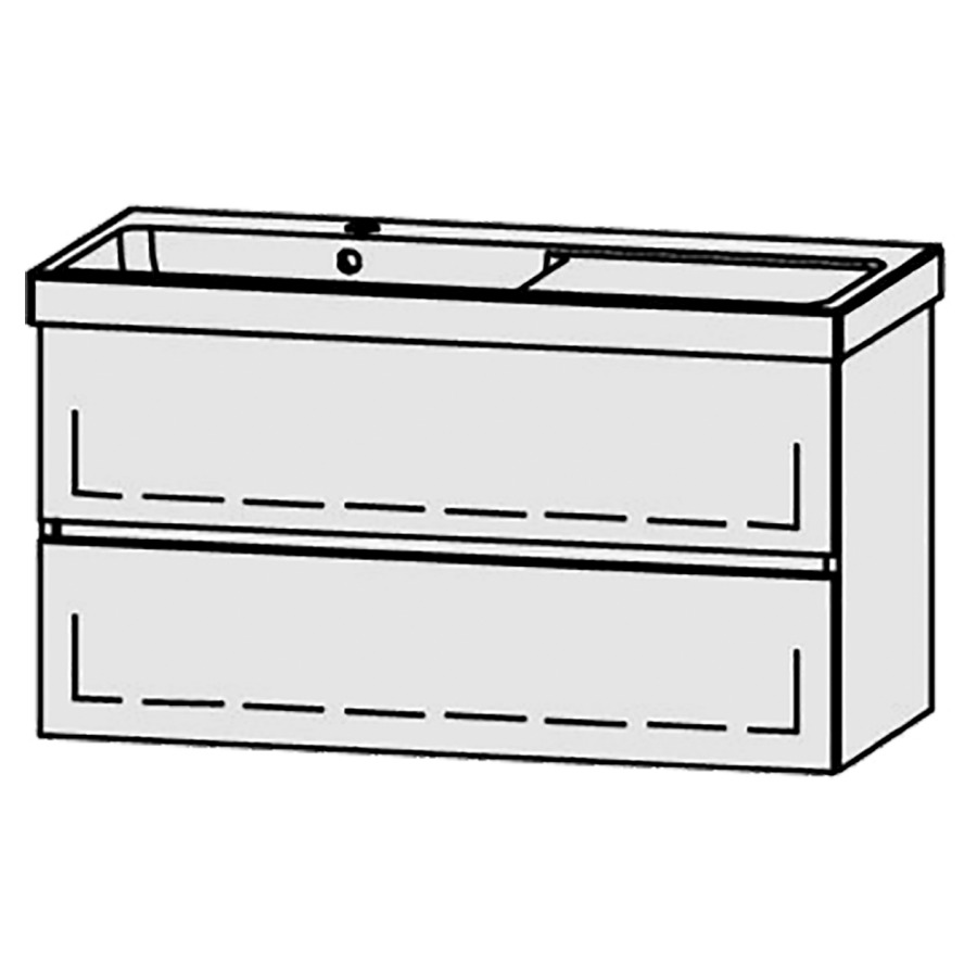Élément inférieur  Procasa Uno Line
98 x 52 x 44.8 cm
élément de tiroir, 2&nbsp;tiroirs
extrait complet avec Blumotion
1 cache-siphon
pour lavabo 291193