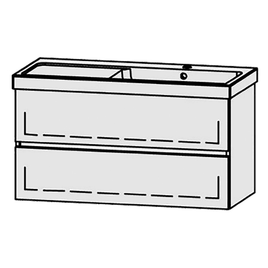 Élément inférieur  Procasa Uno Line
98 x 52 x 44.8 cm
élément de tiroir, 2&nbsp;tiroirs
extrait complet avec Blumotion
1 cache-siphon
pour lavabo 291192, lavabo à droite