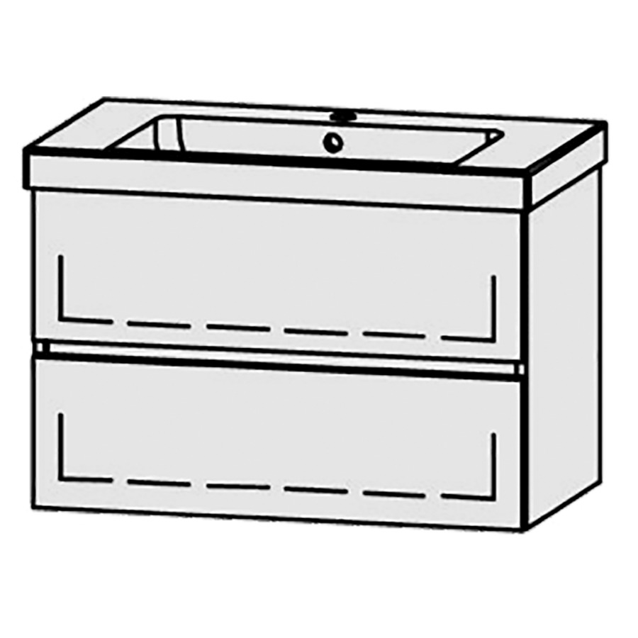 Élément inférieur  Procasa Uno Line 
78 x 52 x 44.8 cm
élément de tiroir, 2&nbsp;tiroirs
extrait complet avec Blumotion
1 cache-siphon
pour lavabo 291190