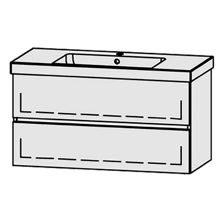 Élément inférieur  Procasa Uno Line 
98 x 52 x 44.8 cm
élément de tiroir, 2&nbsp;tiroirs
extrait complet avec Blumotion
1 cache-siphon
pour lavabo 291191