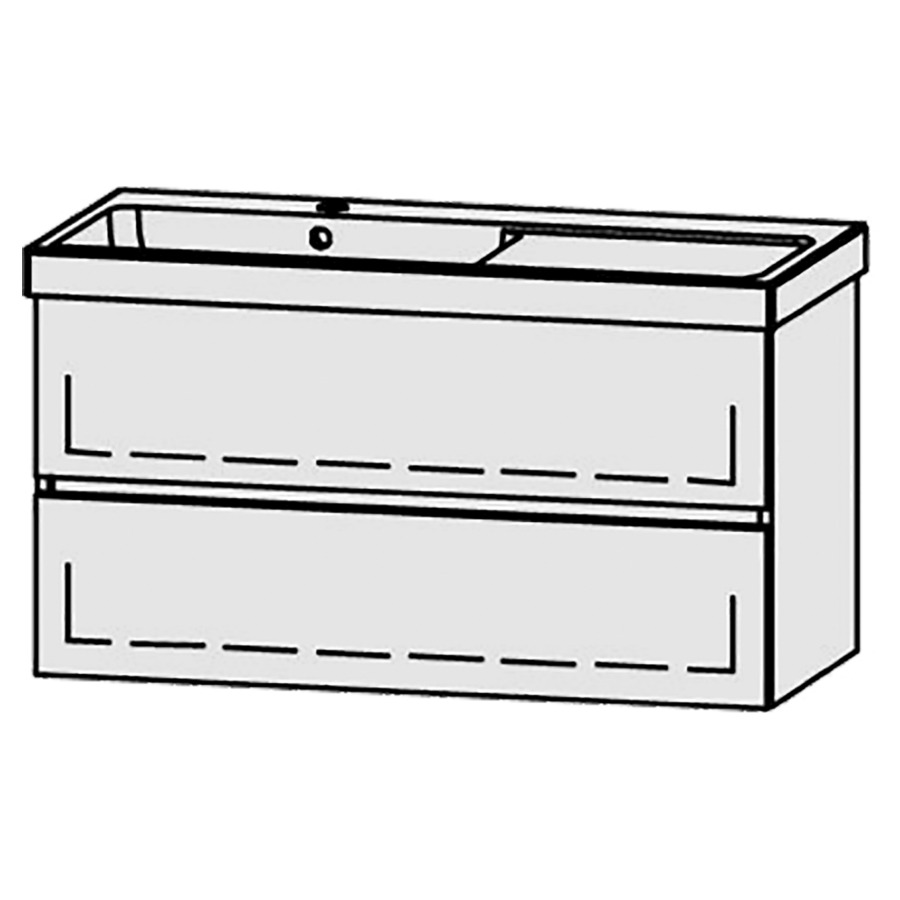 Élément inférieur  Procasa Uno Line 
98 x 52 x 44.8 cm
élément de tiroir, 2&nbsp;tiroirs
extrait complet avec Blumotion
pour lavabo à gauche, 1 cache-siphon
pour lavabo 291193