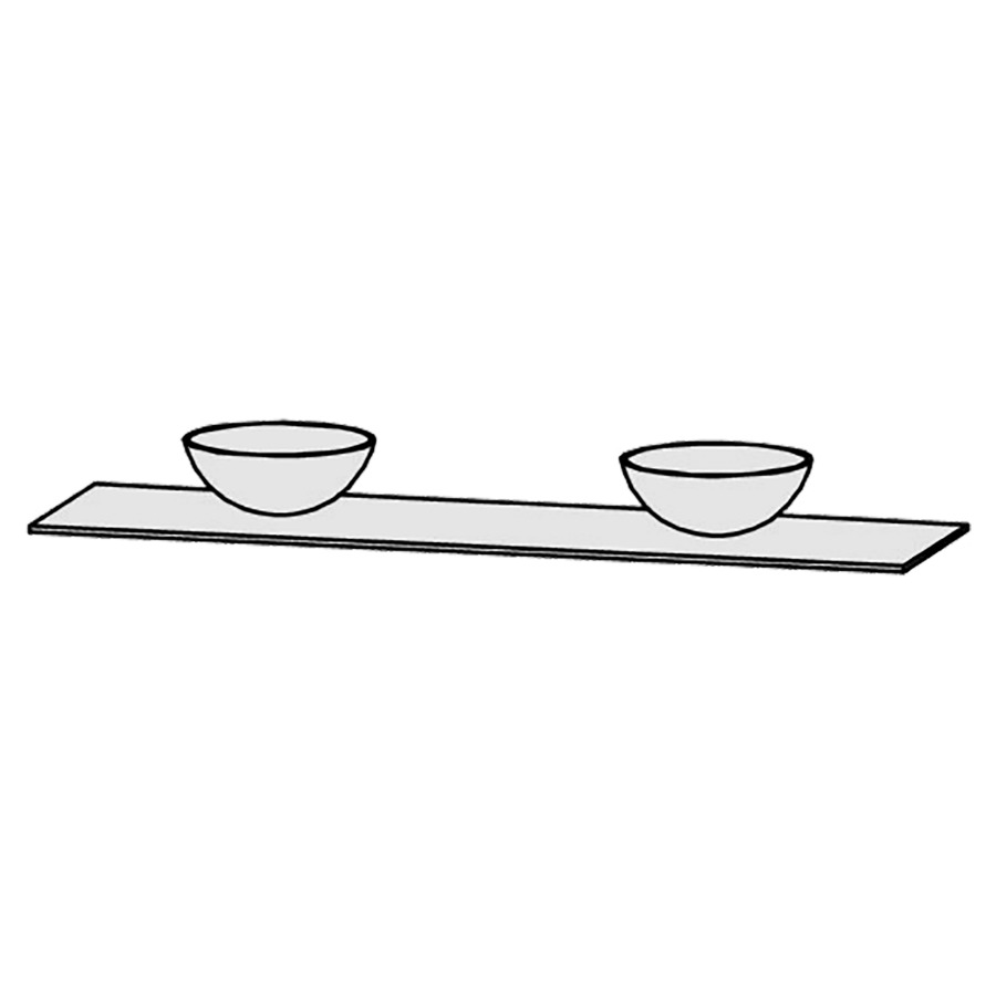 Table de lavabo Vanity Raina 
180 x 1.2 x 53.2 cm
pour 2 lavabos à poser
sans consoles