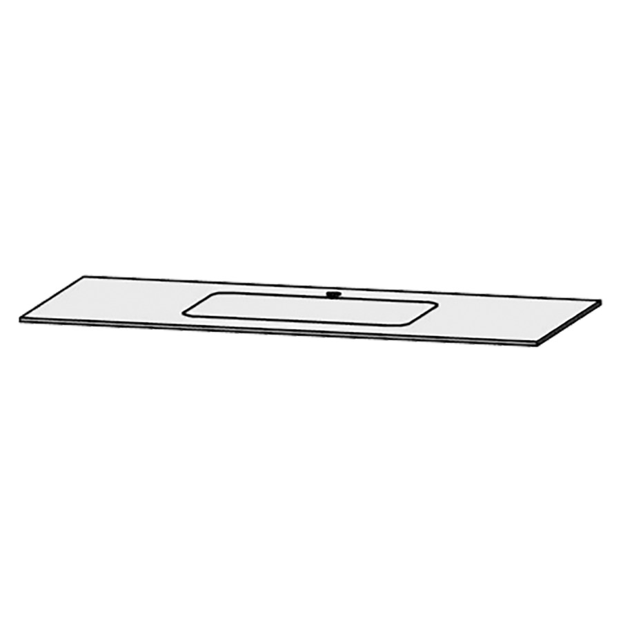 Waschtischabdeckung Vanity Bocco 
120 x 1 x 55.5 cm
für 1 Einbauwaschtisch
Einbau von unten, ohne Konsolen