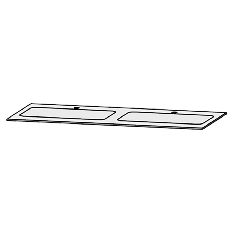 Waschtischabdeckung Vanity Bocco 
120 x 1 x 55.5 cm
für 2 Einbauwaschtische
Einbau von unten
ohne Konsolen
