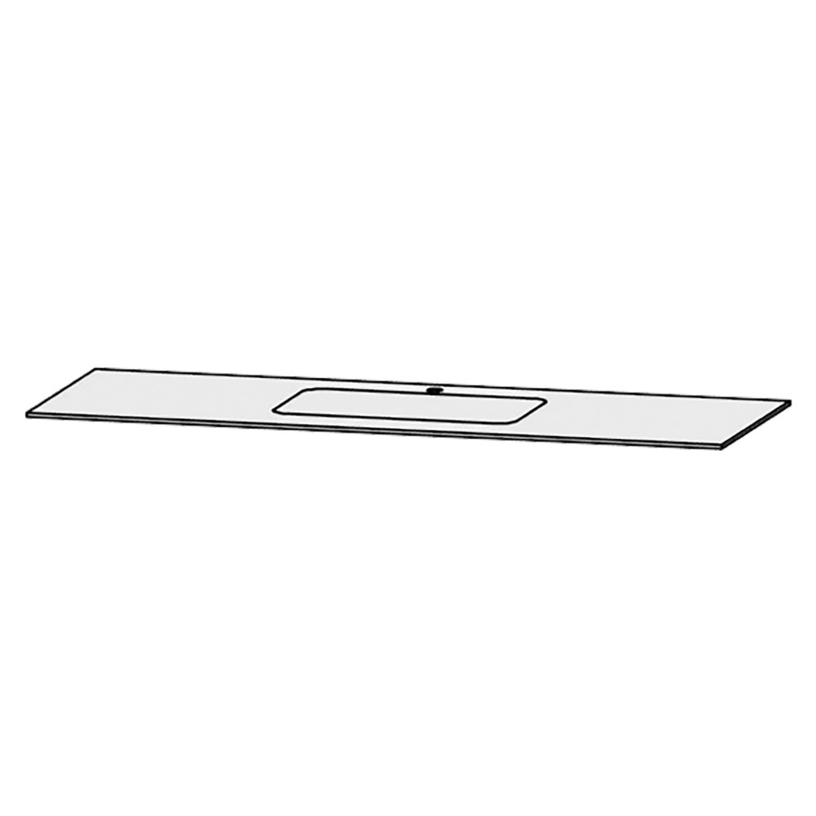 Waschtischabdeckung Vanity Bocco 
150 x 1 x 55.5 cm
für 1 Einbauwaschtisch
Einbau von unten, ohne Konsolen