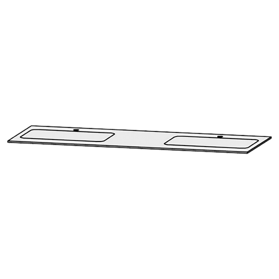 Table de lavabo Vanity Bocco 
150 x 1 x 55.5 cm
pour 2 lavabos à encastrer
encastrement par dessous
sans consoles