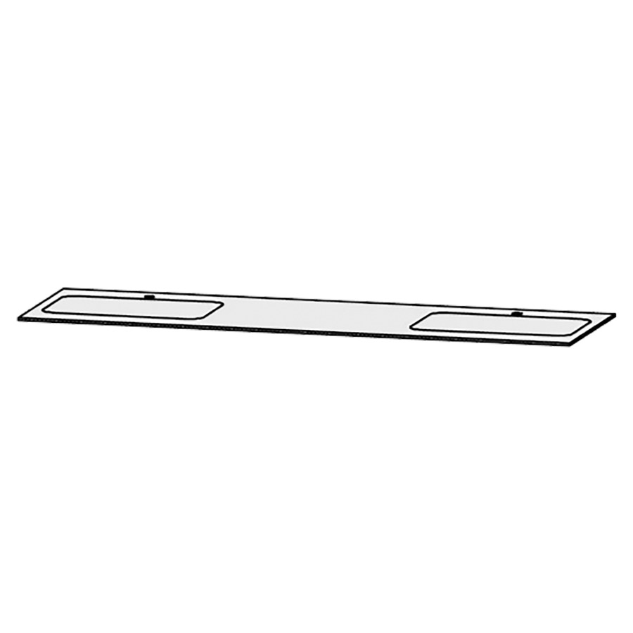 Waschtischabdeckung Vanity Bocco 
180 x 1 x 55.5 cm
für 2 Einbauwaschtische
Einbau von unten
ohne Konsolen