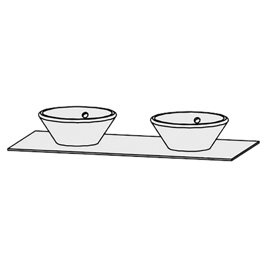 Table de lavabo Vanity Bocco 
120 x 1 x 55.5 cm
pour 2 lavabos à poser
sans consoles