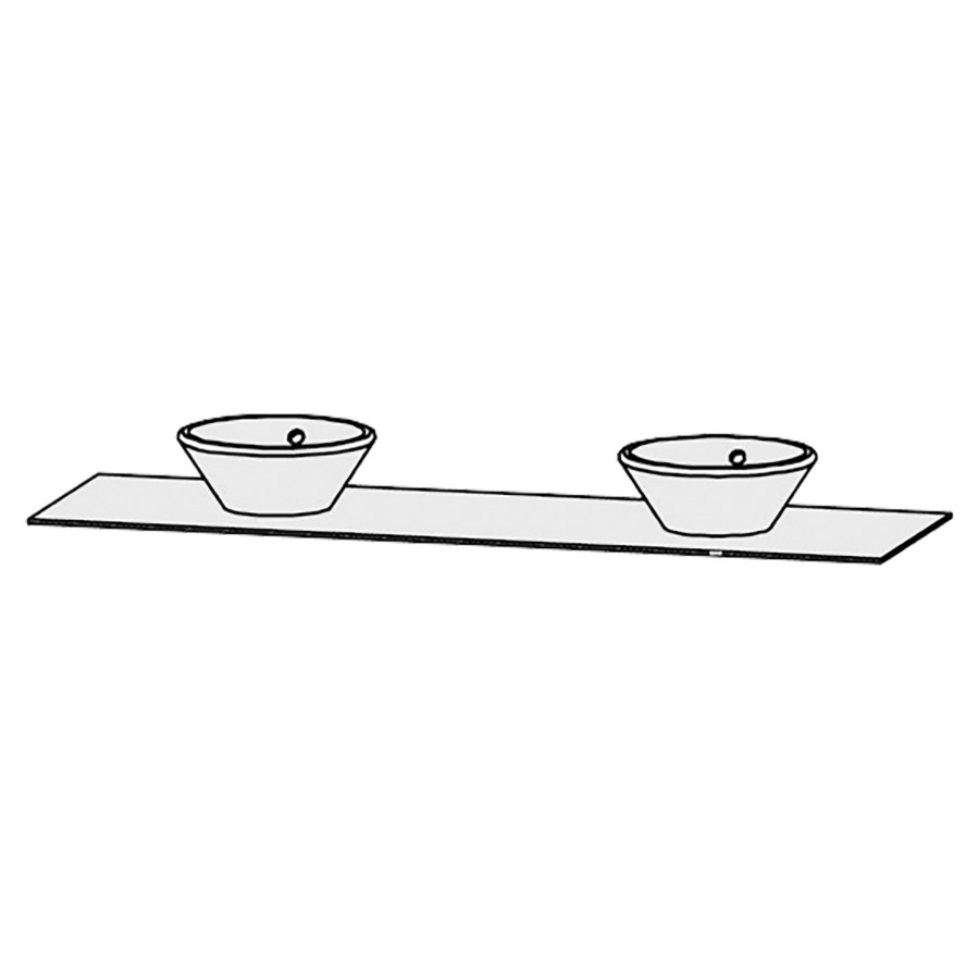Table de lavabo Vanity Bocco 
180 x 1 x 55.5 cm
pour 2 lavabos à poser
sans consoles