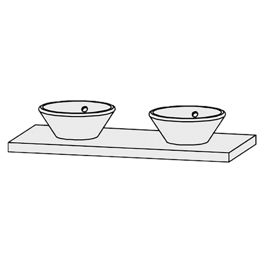 Table de lavabo Vanity Bocco 
120 x 5 x 55.5 cm
pour 2 lavabos à poser
sans consoles