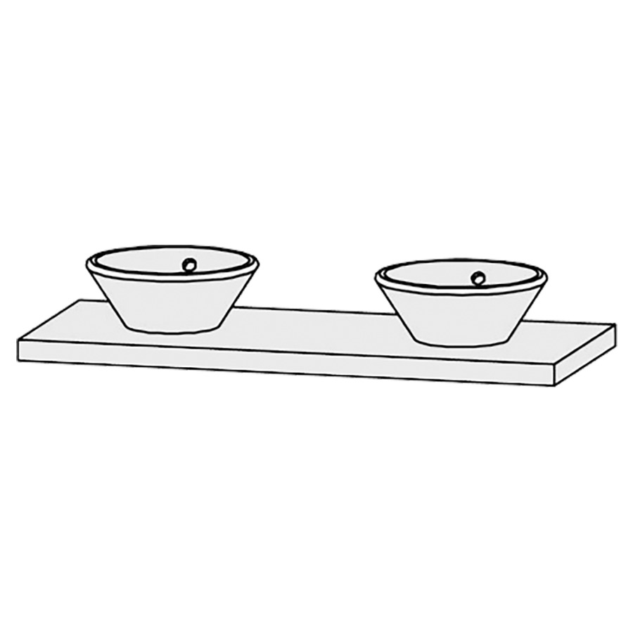 Table de lavabo Vanity Bocco 
130 x 5 x 55.5 cm
pour 2 lavabos à poser
sans consoles