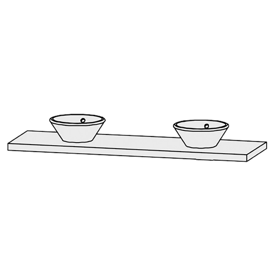 Table de lavabo Vanity Bocco 
180 x 5 x 55.5 cm
pour 2 lavabos à poser
sans consoles