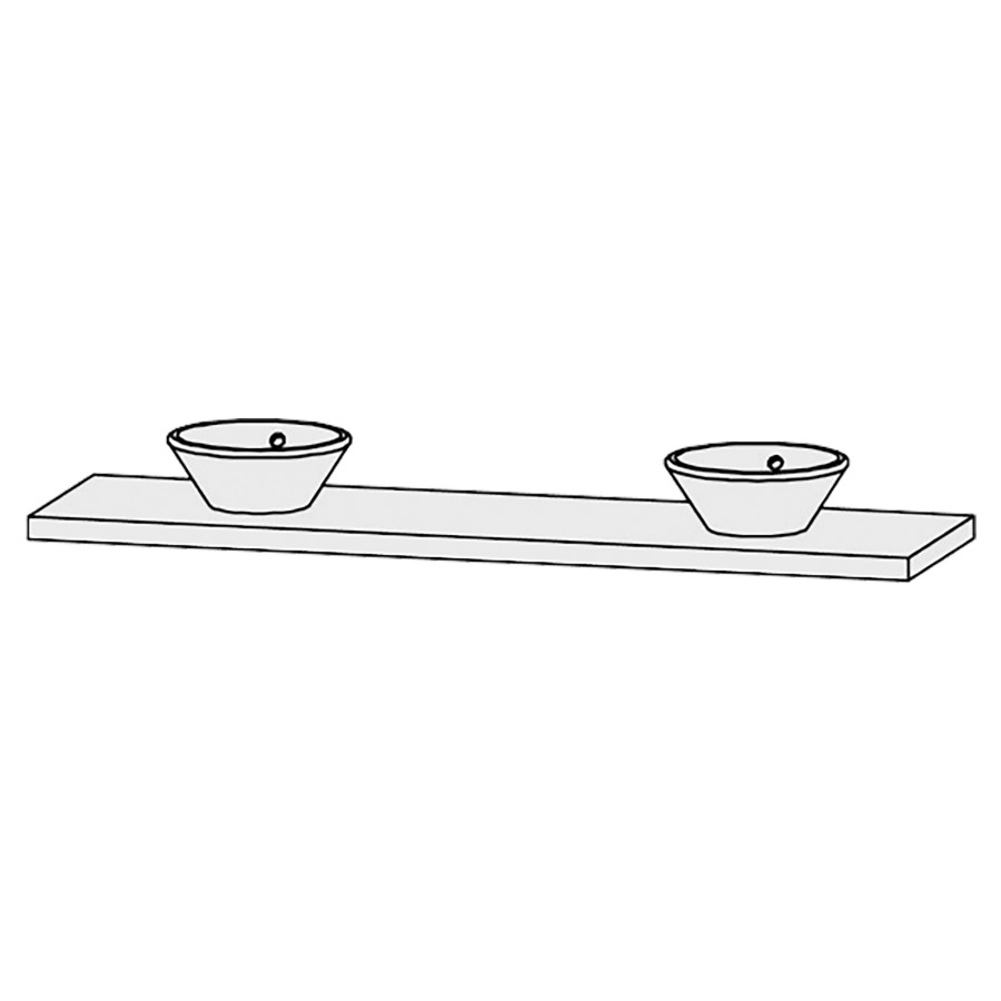Table de lavabo Vanity Bocco 
200 x 5 x 55.5 cm
pour 2 lavabos à poser
sans consoles