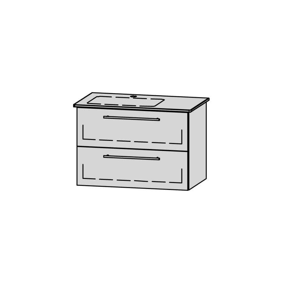 Élément inférieur  Vanity Me by Starck
81 x 55 x 47.8 cm
élément de tiroir, 2&nbsp;tiroirs
avec Blumotion
pour lavabo à gauche
1 cache-siphon
