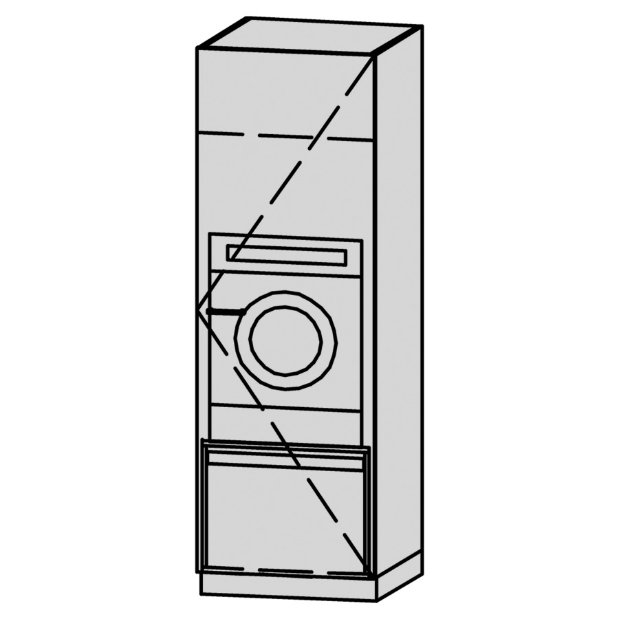 Armoire haute Vanity Bocco Lavadora 
72 x 225 x 72 cm
pour lave-linget/sèche-linge
1&nbsp;porte, charnière à droite
en bas 1 niche, 1 rayon à extrait
en dessus 2&nbsp;tablettes 
avec Blumotion
montage au sol avec socle et 
grille de ventilation