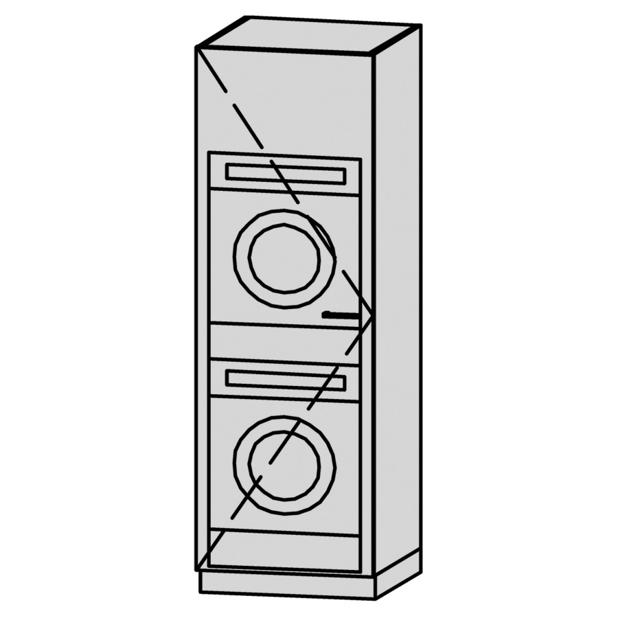 Armoire haute Vanity Bocco Lavadora 
72 x 225 x 72 cm
pour lave-linget et sèche-linge
1&nbsp;porte, charnière à gauche
1&nbsp;tablette 
avec Blumotion
montage au sol avec socle et 
grille de ventilation