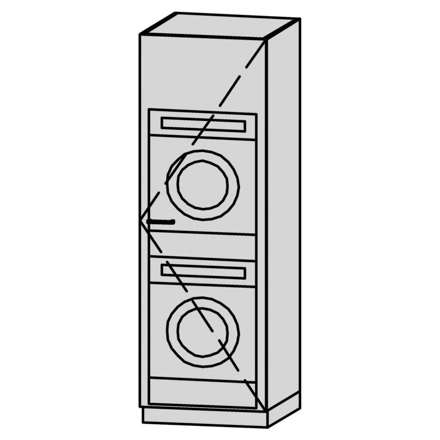 Armoire haute Vanity Bocco Lavadora 
72 x 225 x 72 cm
pour lave-linget et sèche-linge
1&nbsp;porte, charnière à droite
1&nbsp;tablette 
avec Blumotion
montage au sol avec socle et 
grille de ventilation