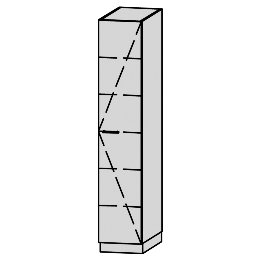 Armoire haute Vanity Bocco Lavadora 
40 x 225 x 72 cm
1&nbsp;porte, charnière à droite
5&nbsp;tablettes en verre 
avec Blumotion
montage au sol avec socle
